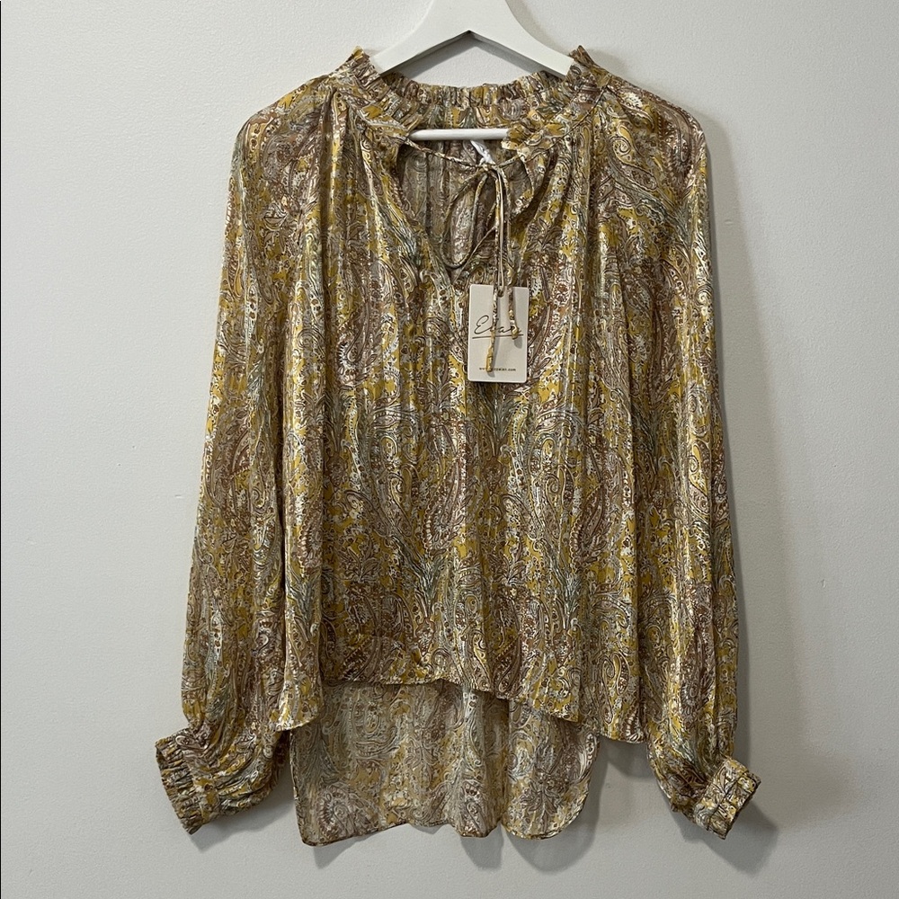 Elan Paisley Blouse in Cream and Brown